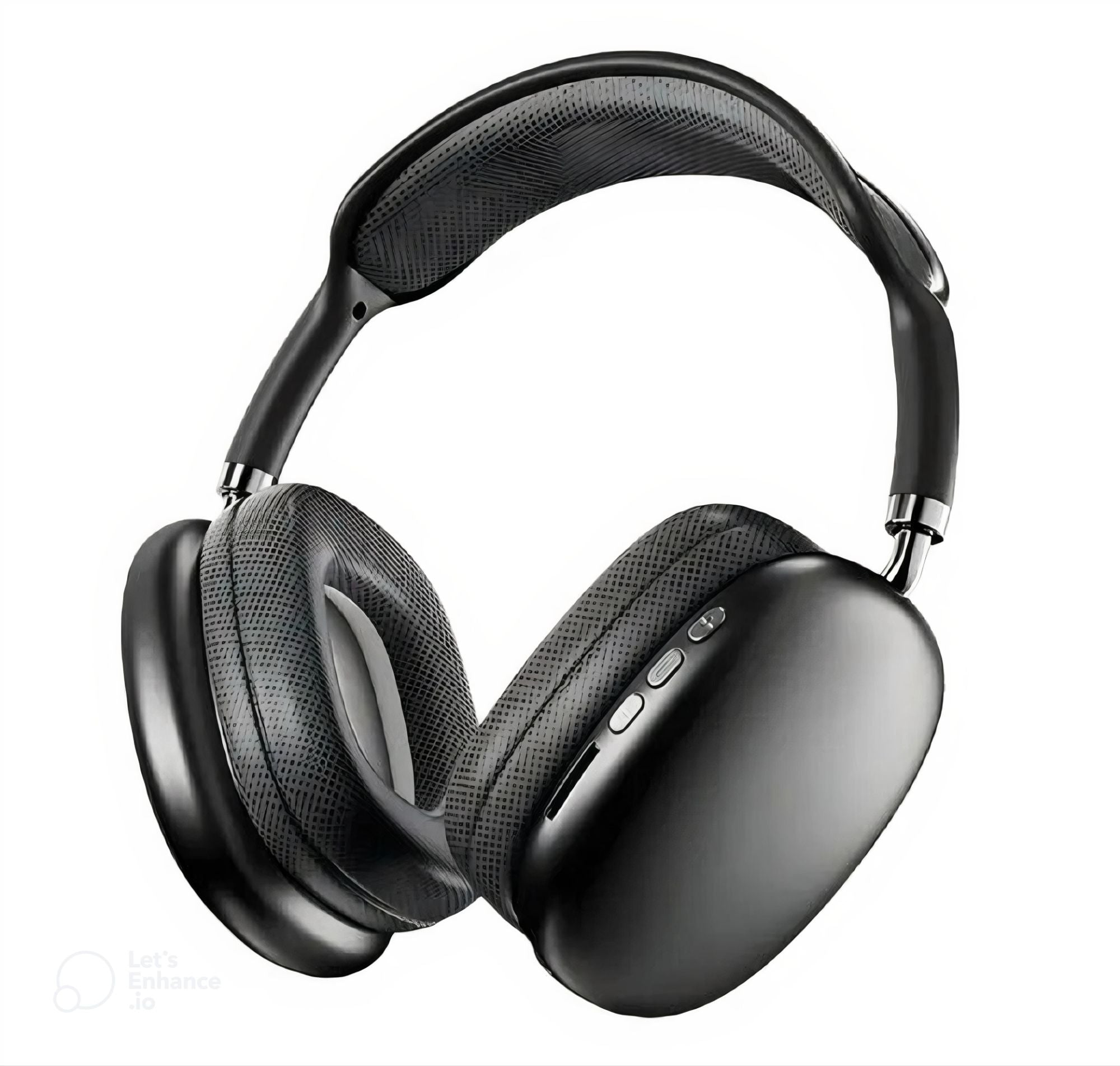 Black over-ear headphones on a white background