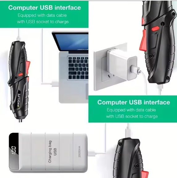 Computer USB interface with charging cable and laptop on a white background