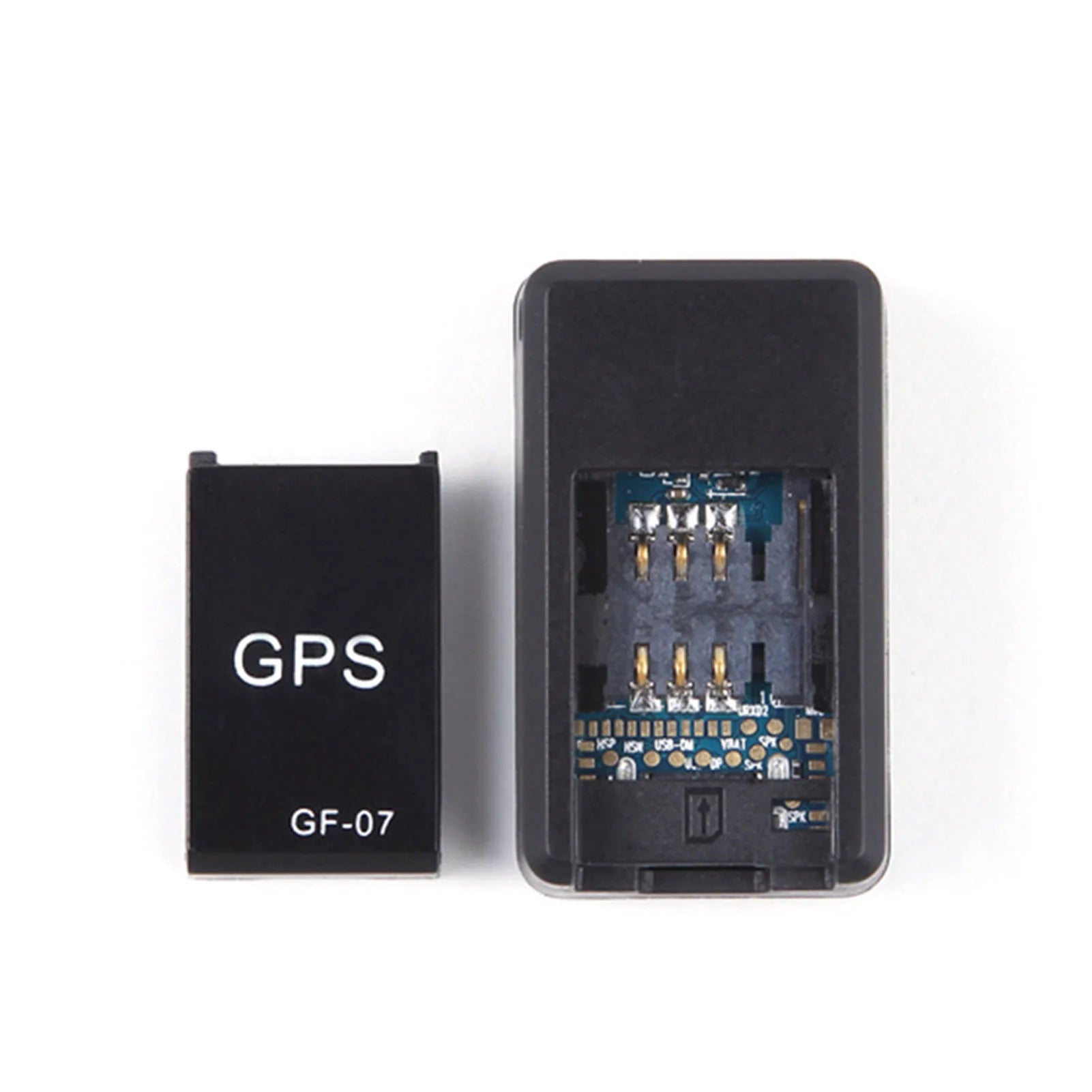 GPS device with 'GPS GF-07' label on a white background