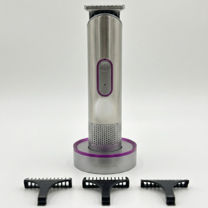Hair trimmer with attachments on a white background
