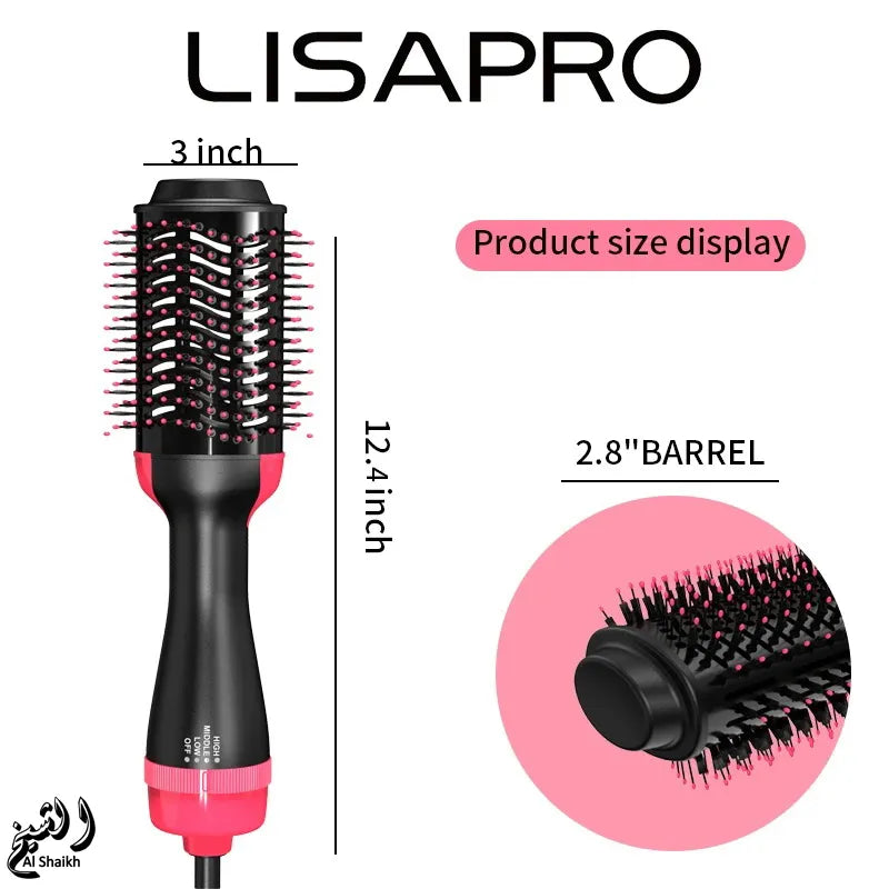 LISAPRO hair styling brush with measurements on a white background