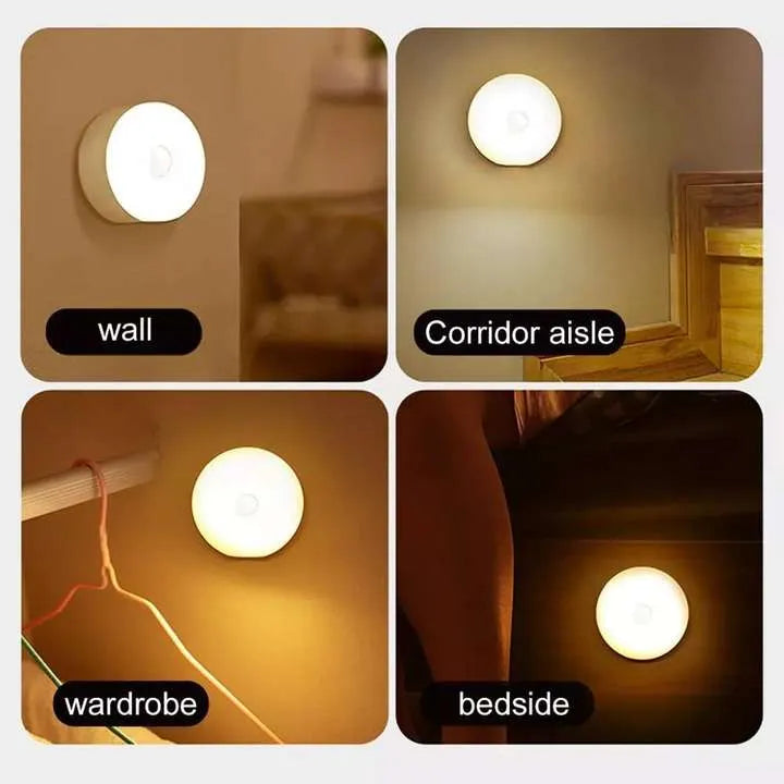 Light bulb in various settings: wall, corridor aisle, wardrobe, and bedside.