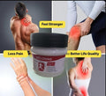 Melodine jar with people experiencing pain relief on a gray background