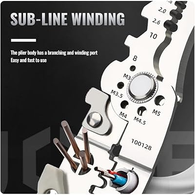 Plier with winding mechanism on a black background