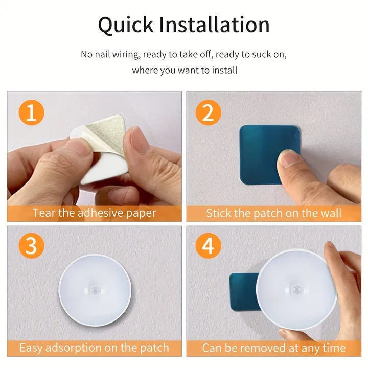 Step-by-step guide on how to install adhesive patches with text 'Quick Installation' at the top.