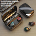 Wireless earbuds with charging case on a textured surface