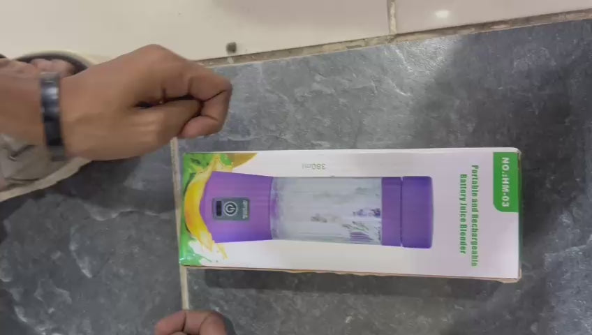 Portable USB rechargeable mini juicer blender with 6 blades making fresh smoothie in 380ml cup